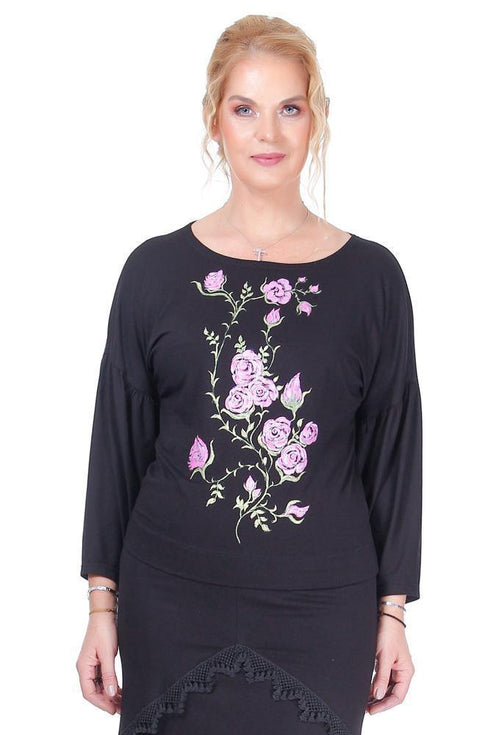 Bluza jerse negru pictat  Liza Panait Liza Panait Online Boutique